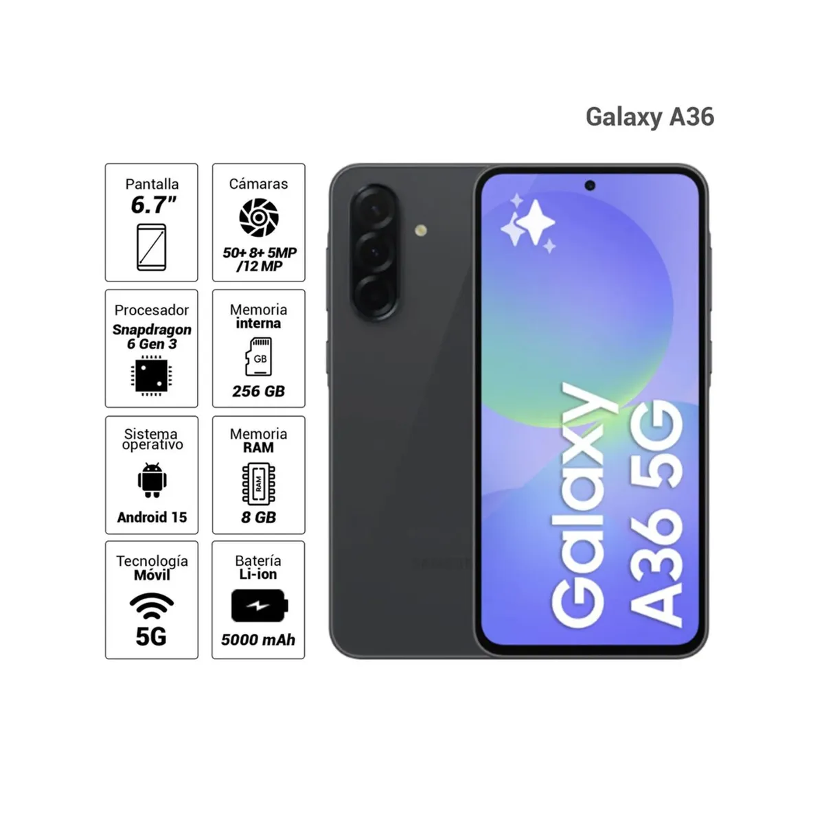 SAMSUNG - SAMSUNG GALAXY A36 5G 8GB 256GB NEGRO