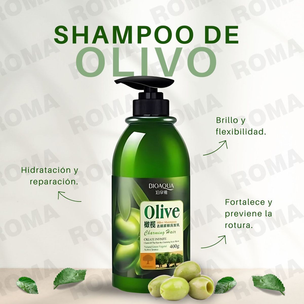 BIOAQUA - SHAMPOO DE OLIVO BIOAQUA 400ML