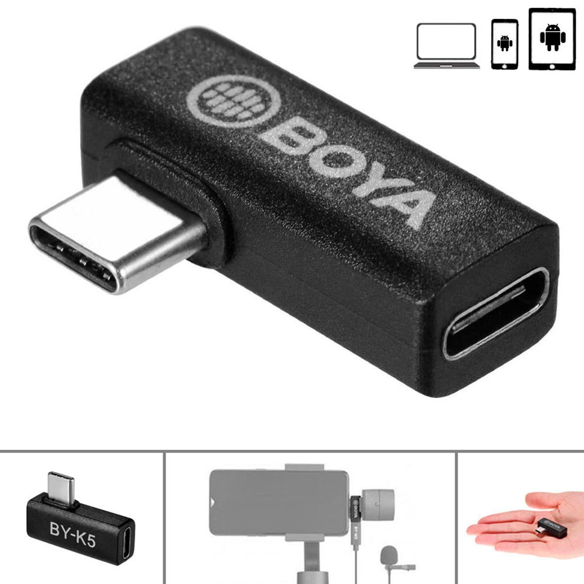 BOYA - BOYA BY-K5 Tipo C - adaptador macho a hembra para smartphone y laptop - Gimbal