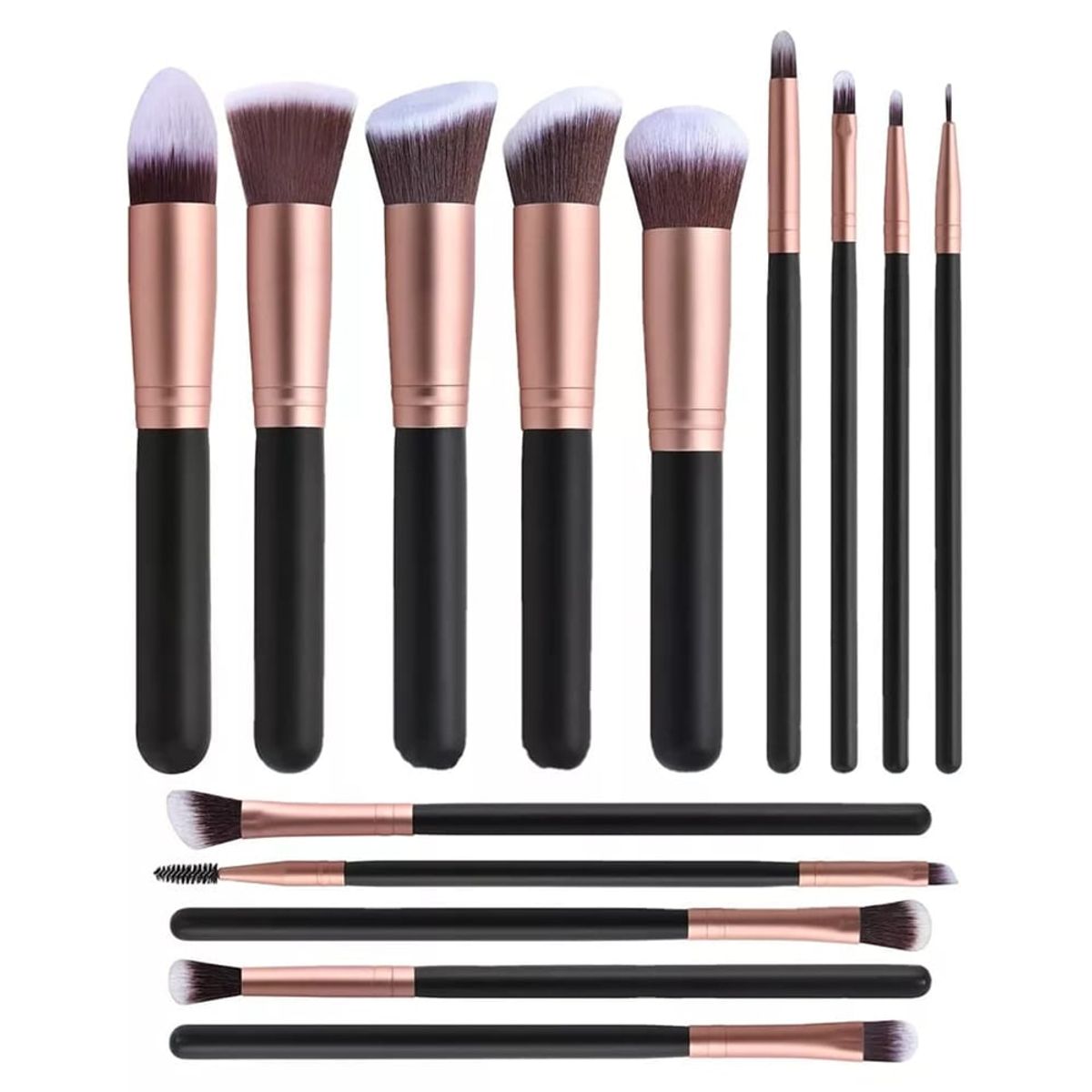 GENERICO - Brochas de Maquillaje profesionales Set 15 piezas MYC320003 Negro