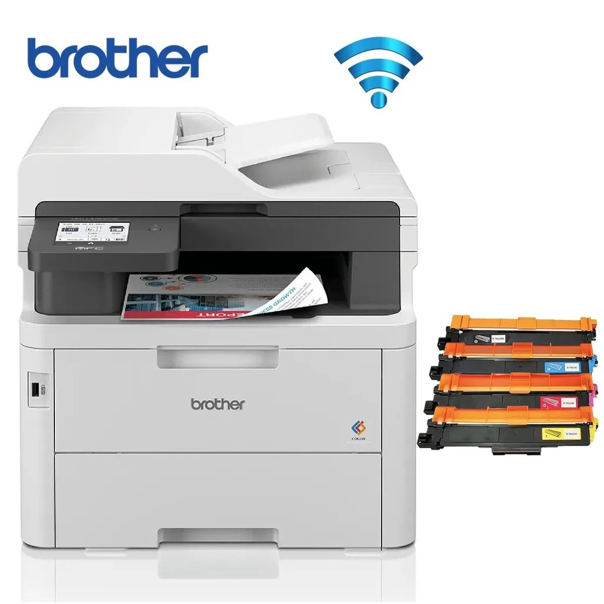 BROTHER - Impresora Láser color Brother MFC-L3760CDW Duplex WIFI Red ADF FAX
