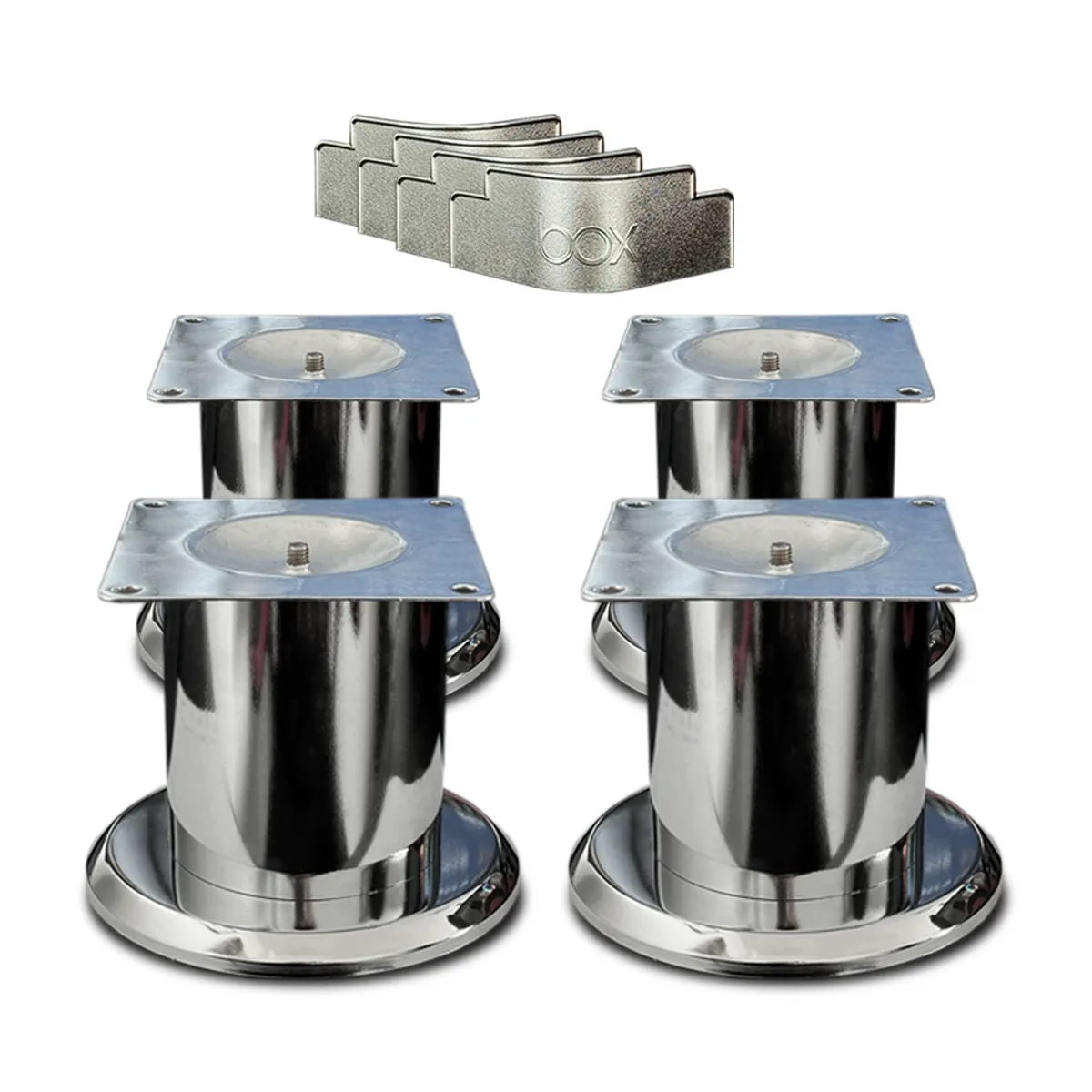 REPOSAR EL DESCANSO IDEAL - Patas Box Tarima Cromados + Esquineros Pack X4 Und Tornillos en Regalo