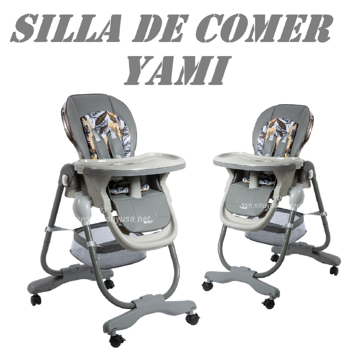 EBABY - Nueva silla de comer Altura Ajustable Yami Ebaby -Gris