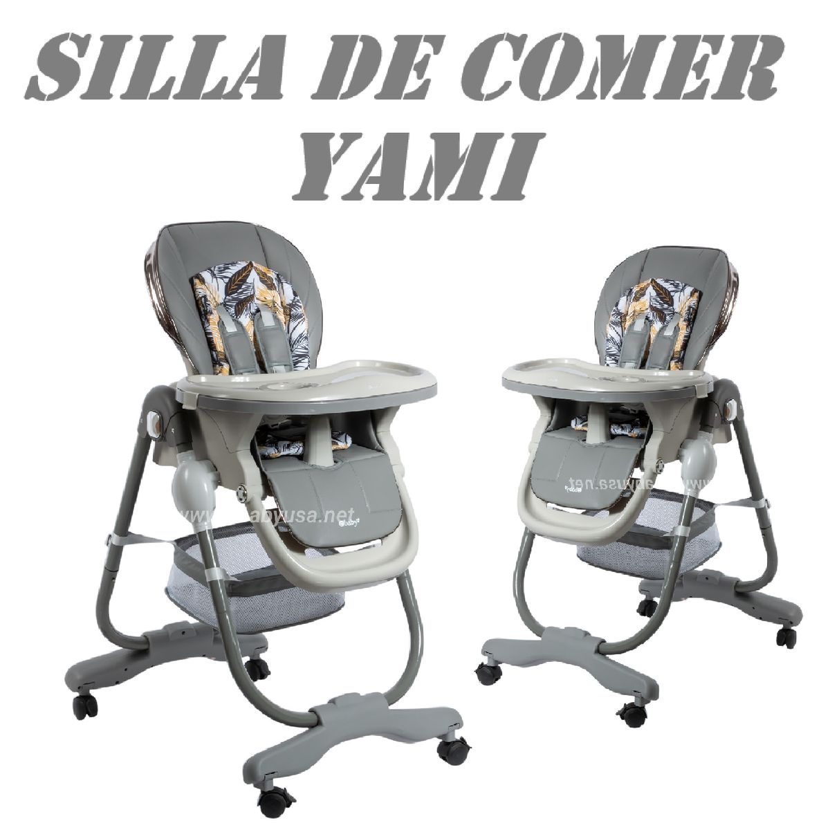 EBABY - Nueva silla de comer Altura Ajustable Yami Ebaby -Gris