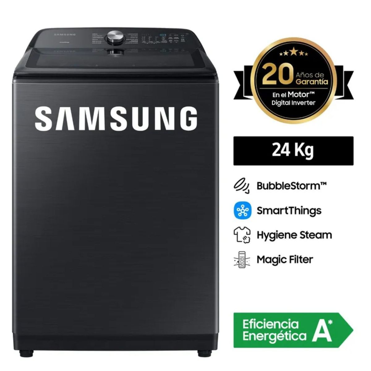 SAMSUNG - Lavadora SAMSUNG  Bubble Smart 24Kg WA24A8377GVPE