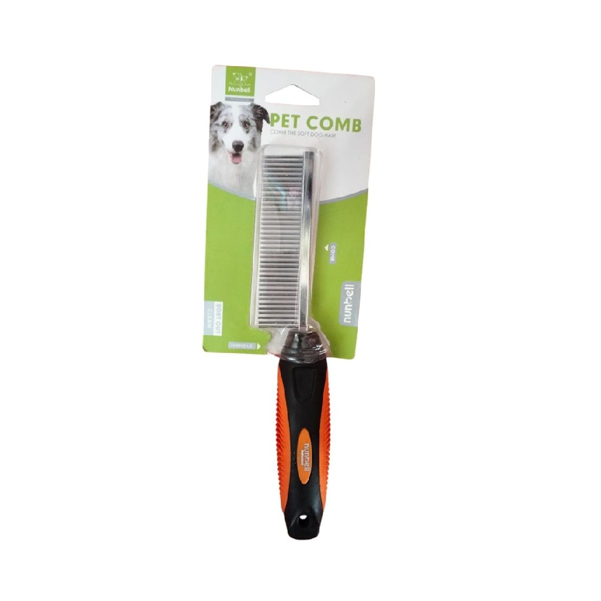 GENERICO - Peine una fila metal mango de goma naranja perros y gatos