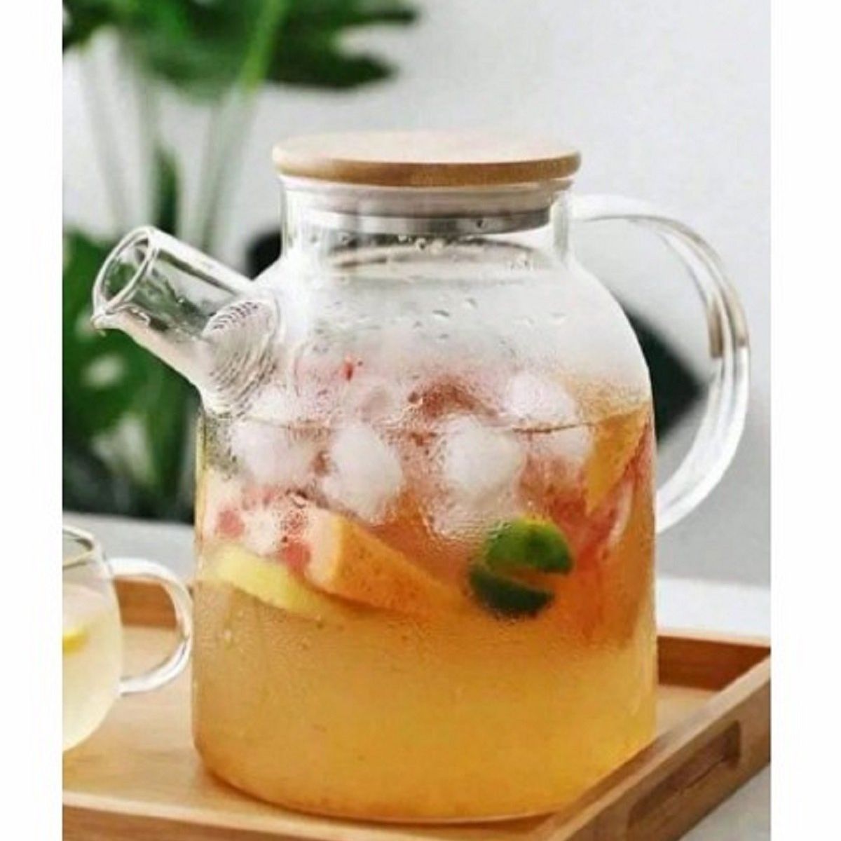 GENERICO - Tetera de Vidrio con Tapa de Bambú de 1500 ML CALIDAD A