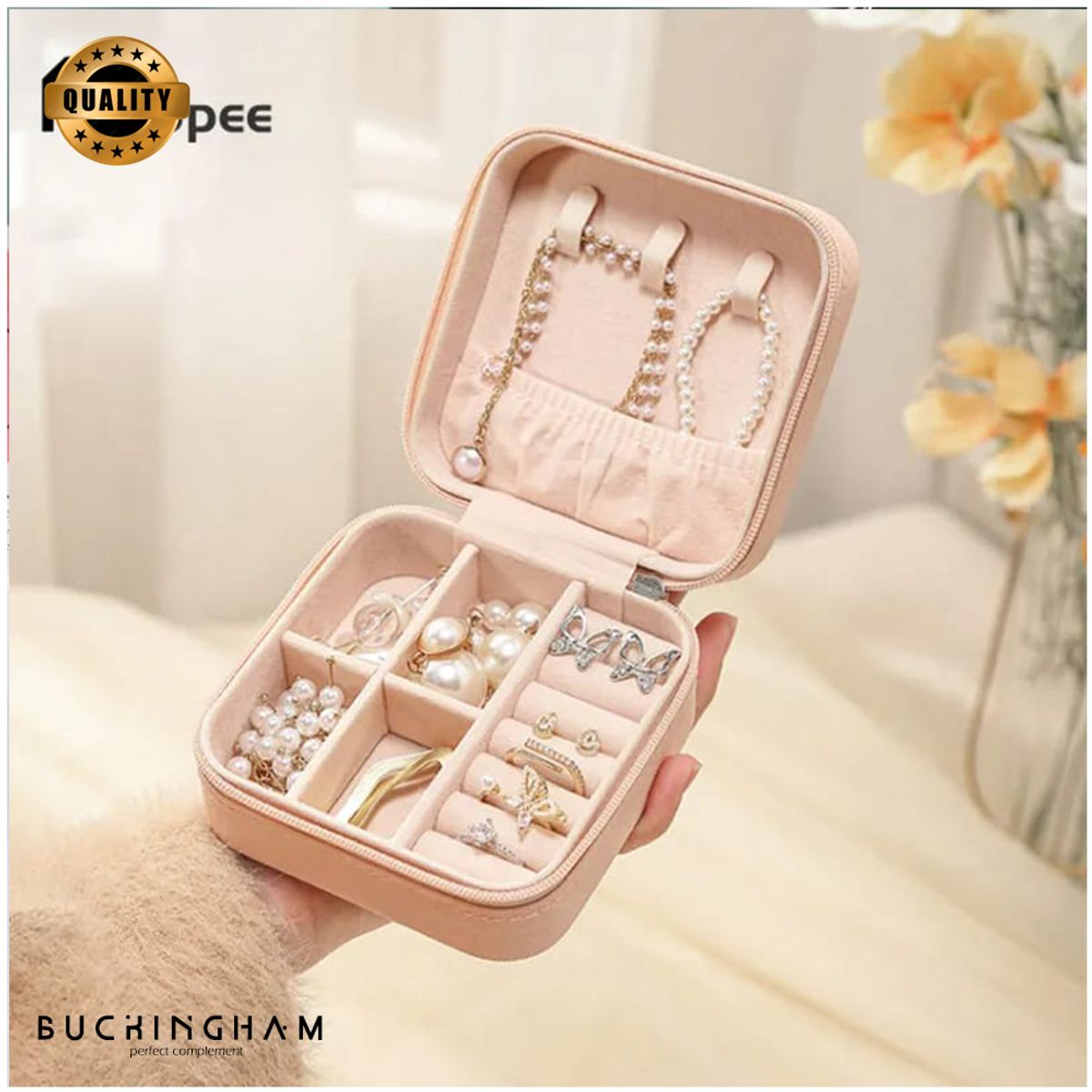 GENERICO - Maletín estuche organizador joyero de viaje Rosa MDA290040