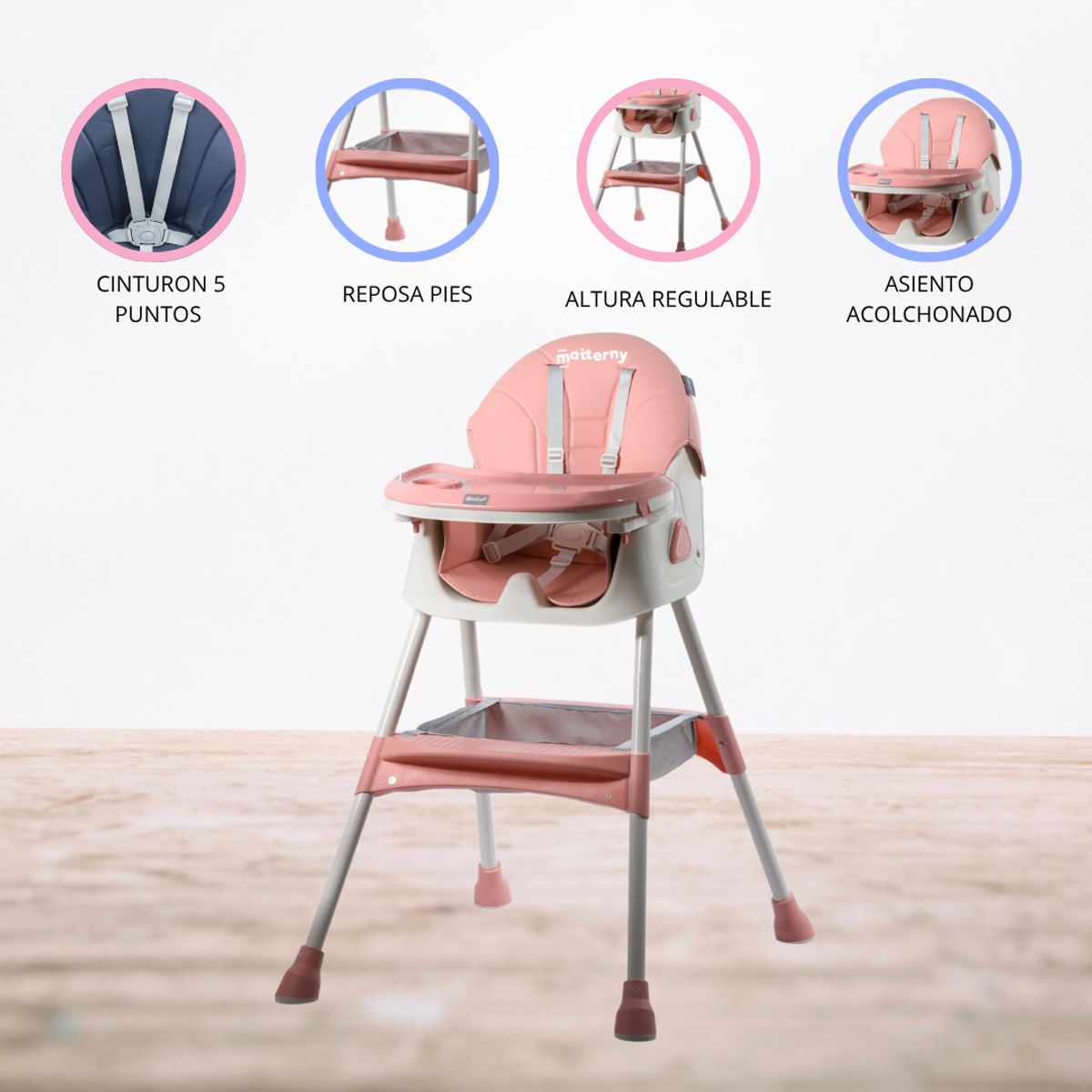 DOUX BEBE - Silla de comer «NORDICO» Pink