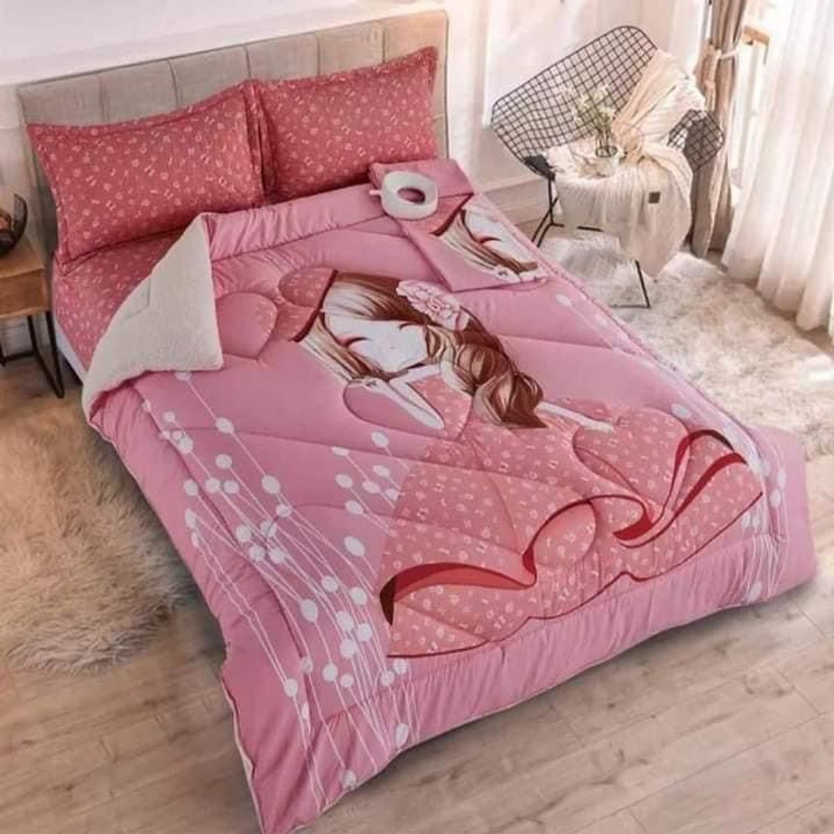 MINGDA - Set Edredón 2 pz C/ Carnero + Set Sábanas + Fundas 5 Pz 100% Calidad