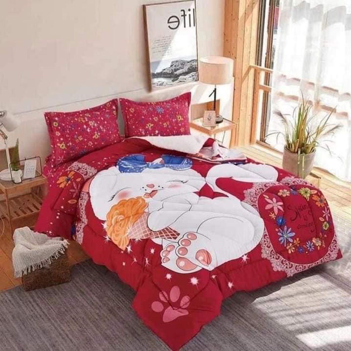 MINGDA - Set Edredón 2 pz C/ Carnero + Set Sábanas + Fundas 5 Pz 100% Calidad