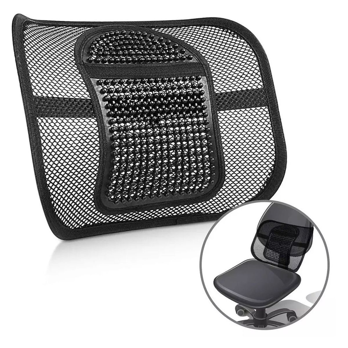 GENERICO - Respaldar malla soporte lumbar Negro