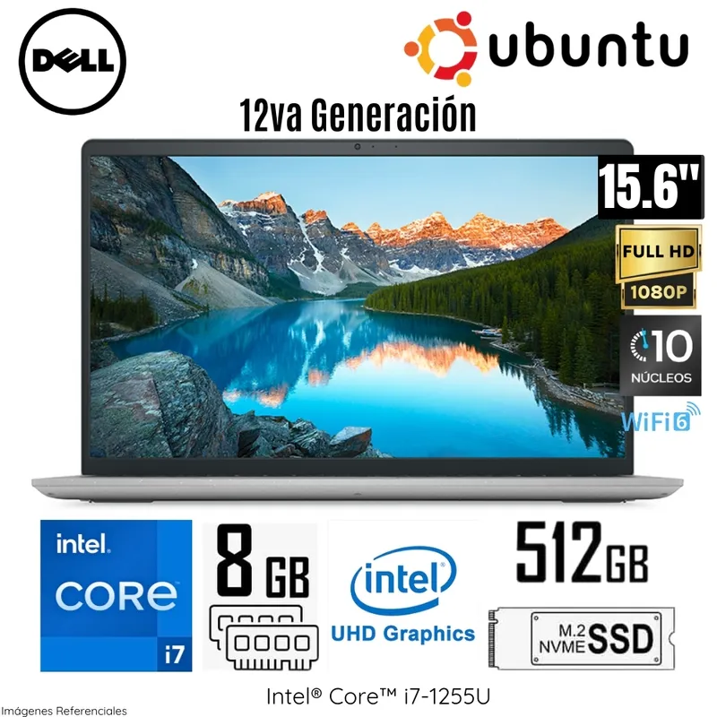 DELL - Laptop Dell Inspion 15 3520 (C3P56) Intel Corei7-1255U 8GB RAM 512GB SSD 15.6"  FHD UBUNTU - Silver