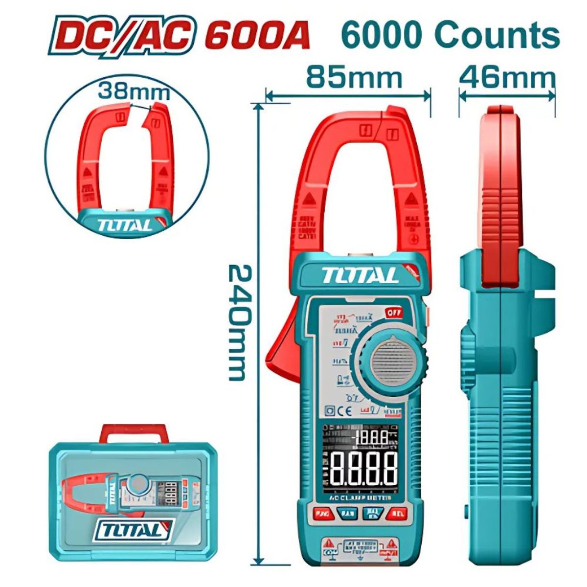 TOTAL TOOLS - Pinza Amperimétrica Pantalla De 6000 Dígitos TMT766002