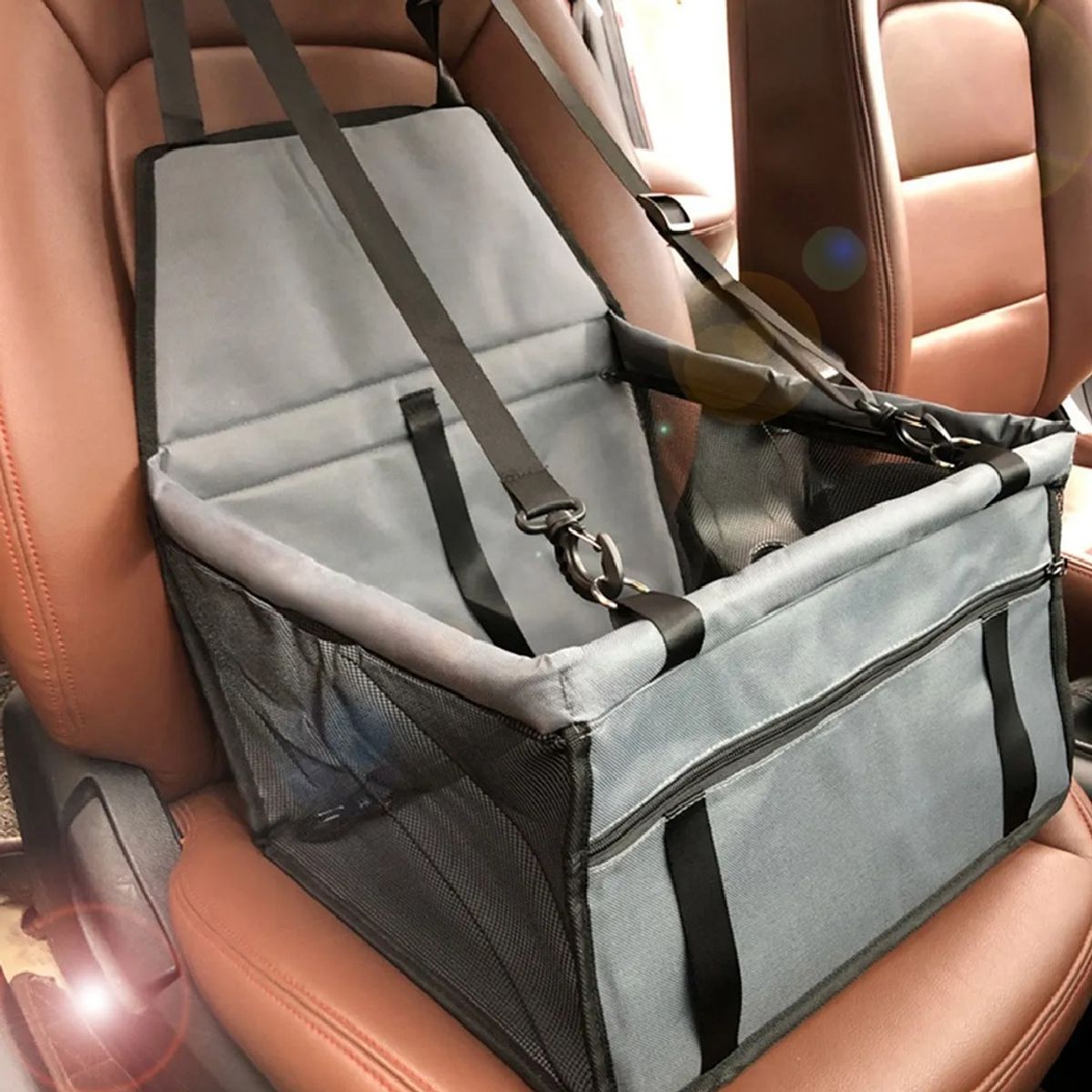 GENERICO - Asiento copiloto de auto para mascotas perros yo gatos gris