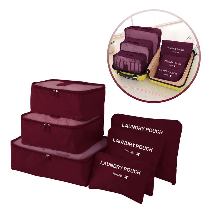 BUYPAL - Organizadores para Viaje 6 en 1 Bolsas y Cartucheras Guinda