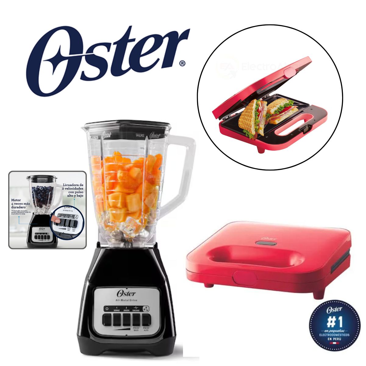 OSTER - Combo Oster Licuadora BLSTKAGBPB + Sandwichera CKSTSM2885M