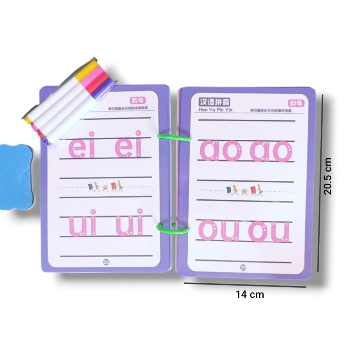 GENERICO - Libro de trazos reutilizable y divertido -  números, letras y sílabas para niños