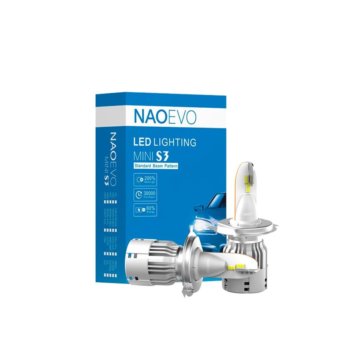 NAOEVO - Focos LED Serie S3 Base 9004 9000LM NAOEVO