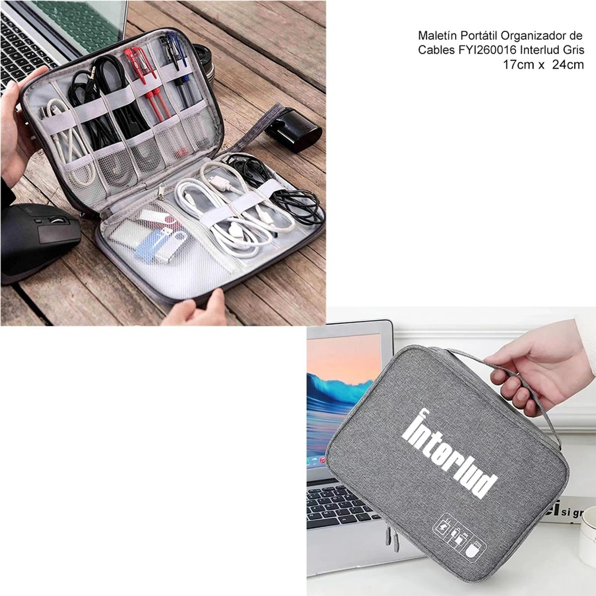 INTERLUD - Maletín Portátil Organizador de Cables Interlud Gris FYI260016