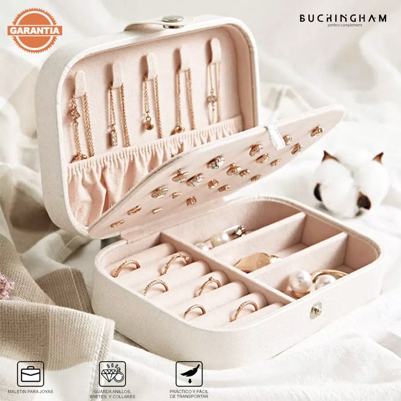 GENERICO - Maletín Estuche Organizador Joyero De Viaje Collar Aretes Anillos Blanco