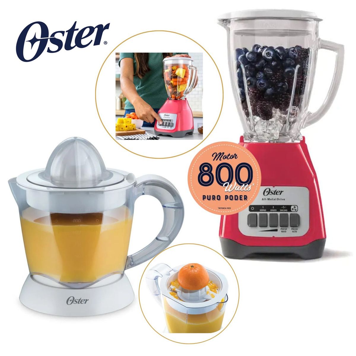 OSTER - Combo Oster Licuadora 1.5 Litros + Cítrico FPSTJU407W