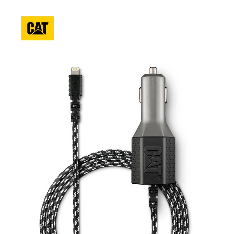 CAT - Cargador De Auto Resistente Con Cable USB-Lightning 4.8 A 2Puerto