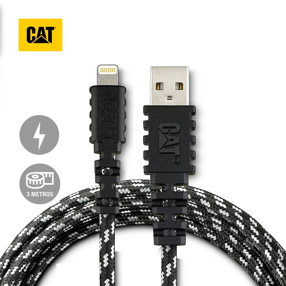 CAT - Cable Carga y Datos Resistente USB-Lightning 3 Metros