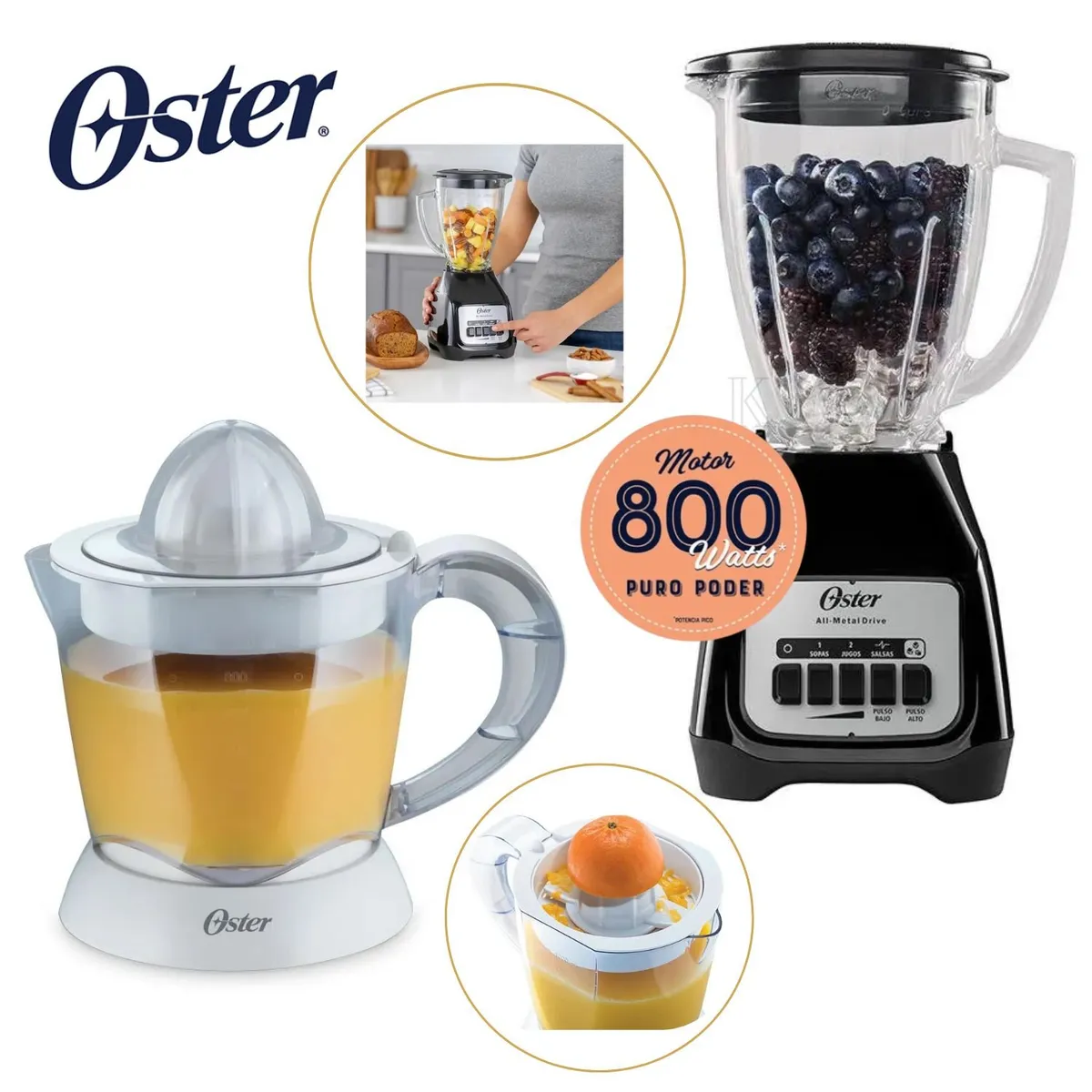 OSTER - Combo Oster Licuadora 1.5 Litros + Cítrico FPSTJU407W