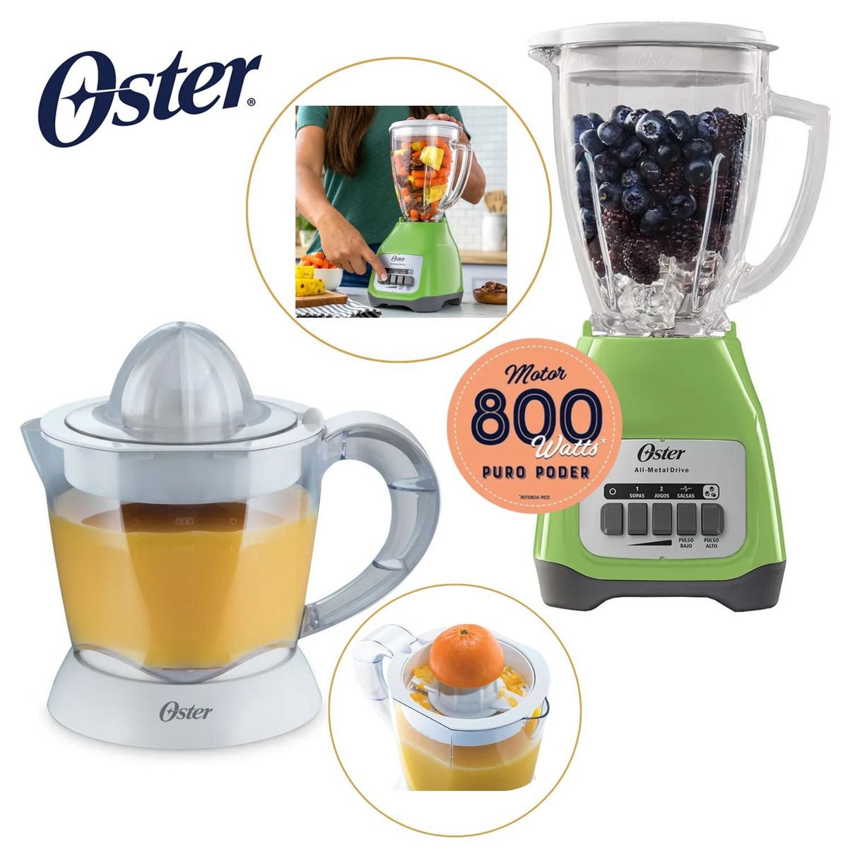 OSTER - Combo Oster Licuadora 1.5 Litros + Cítrico FPSTJU407W