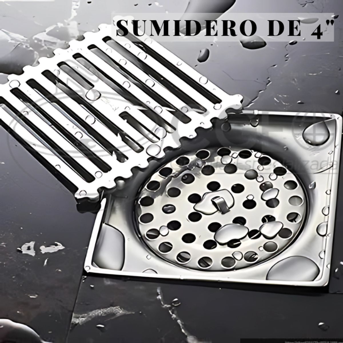 FRATELLI - SUMIDERO DECORATIVO CUADRADO BRONCE CROMADO 4