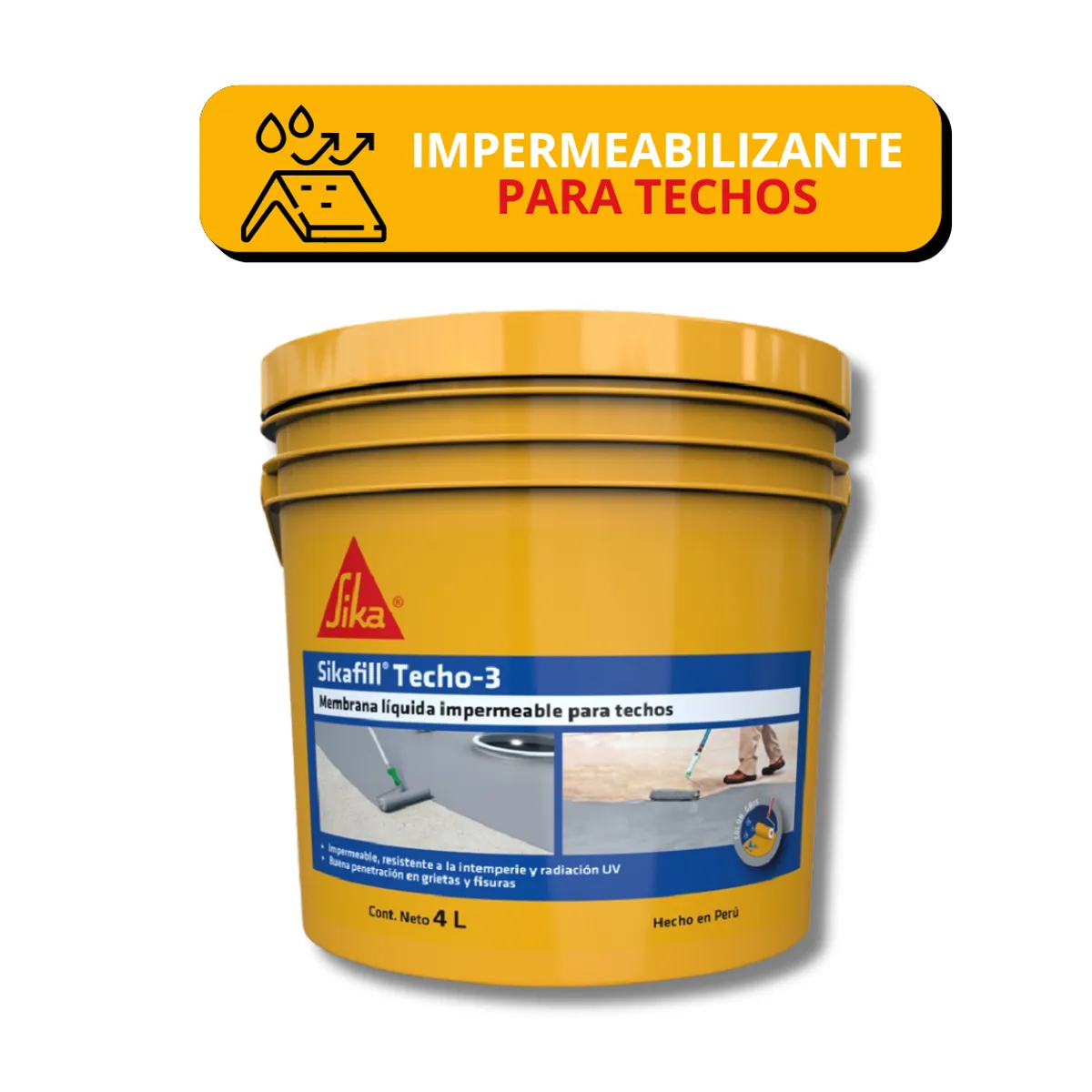 SIKA - Impermeabilizante para Techos Sikafill Techo-3 Gris x 4L