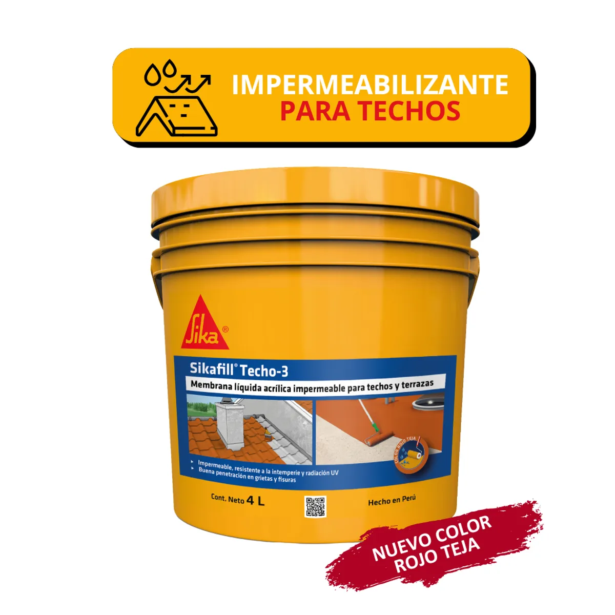 SIKA - Impermeabilizante para Techos Sikafill Techo-3 Rojo Teja x 4L