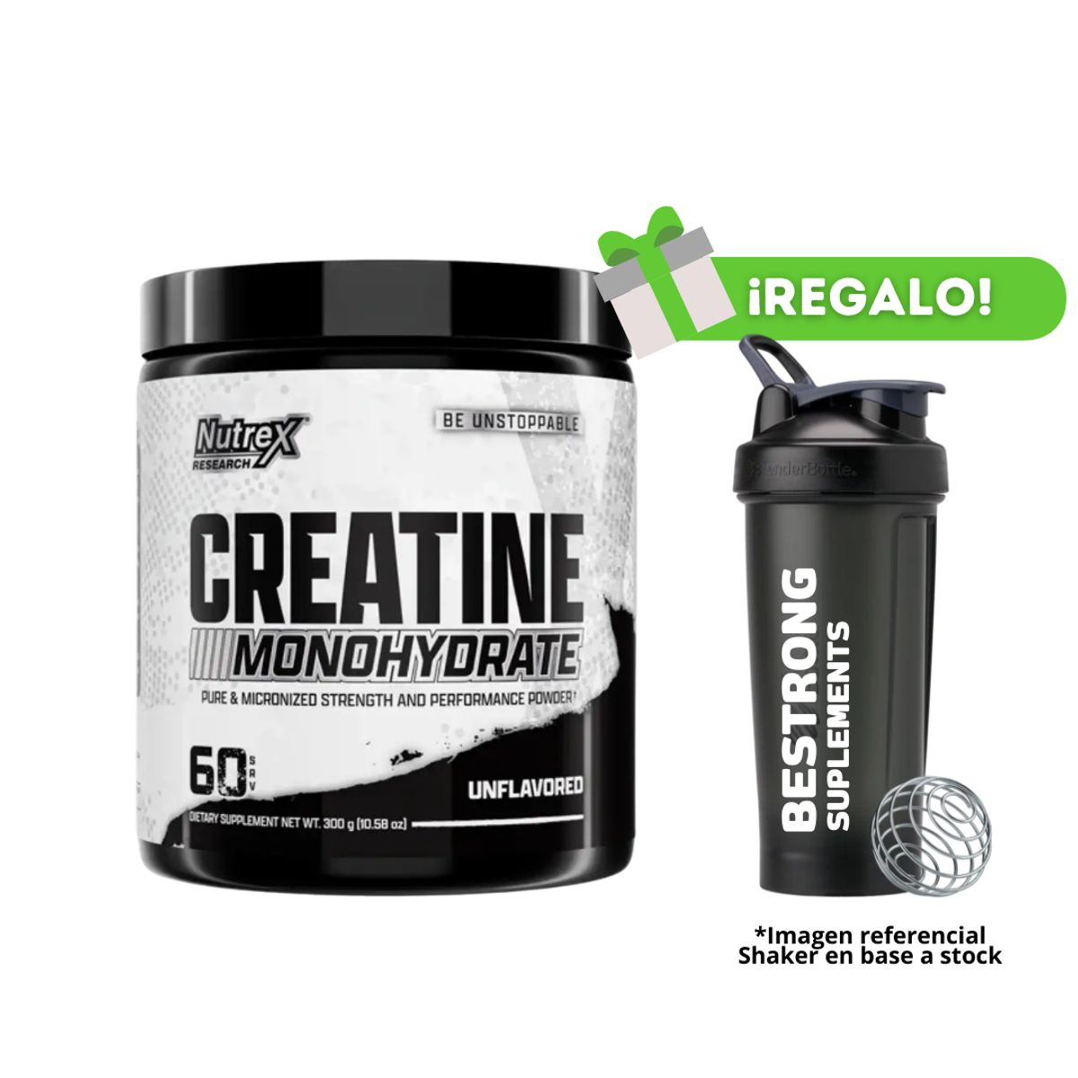 NUTREX RESEARCH - CREATINA MONOHIDRATADA NUTREX 300G + SHAKER