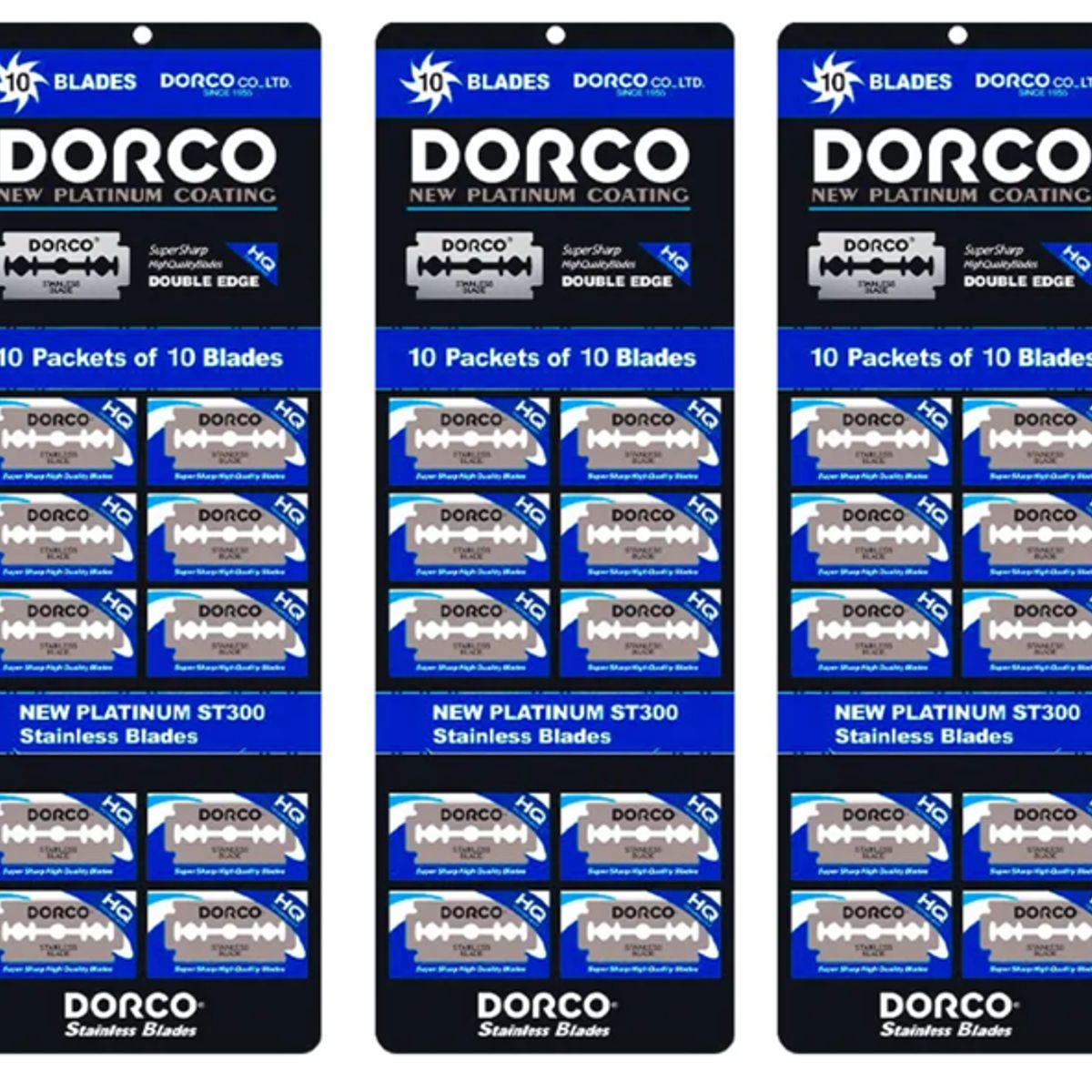 DORCO - Pack 3 Hoja De Afeitar Cuchilla Dorco - 300 Cuchillas