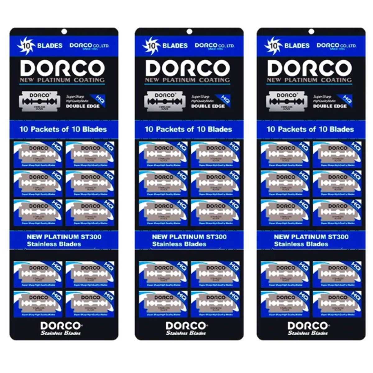 DORCO - Pack 3 Hoja De Afeitar Cuchilla Dorco - 300 Cuchillas