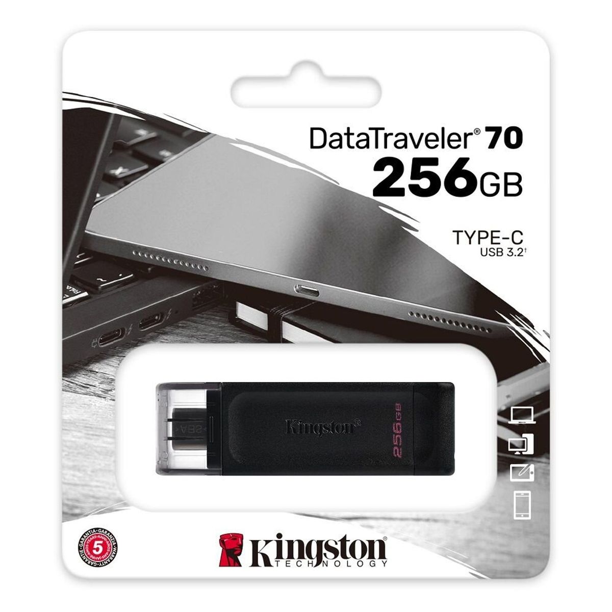 KINGSTON - MEMORIA USB 256 GB KINGSTON DATATRAVELER 70 USB TIPO C