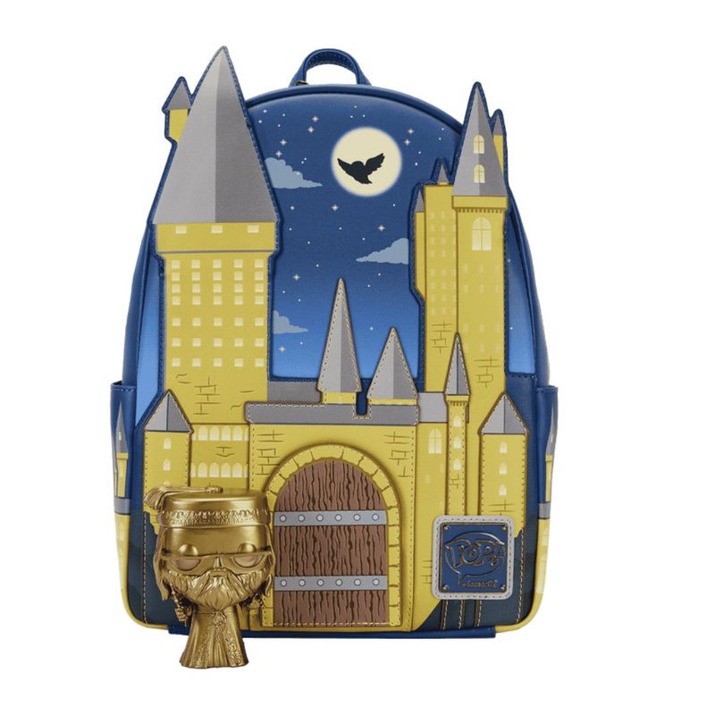 LOUNGEFLY - Mochila Loungefly Castillo Hogwarts Harry Potter Edición limitada con Funko Dorado Dumbledore