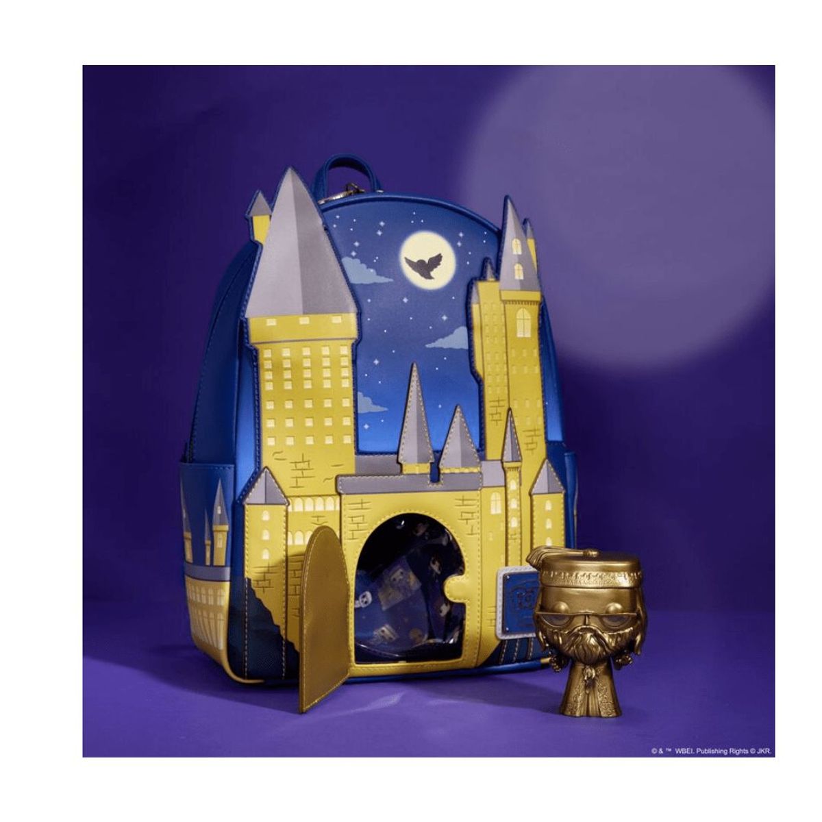 LOUNGEFLY - Mochila Loungefly Castillo Hogwarts Harry Potter Edición limitada con Funko Dorado Dumbledore