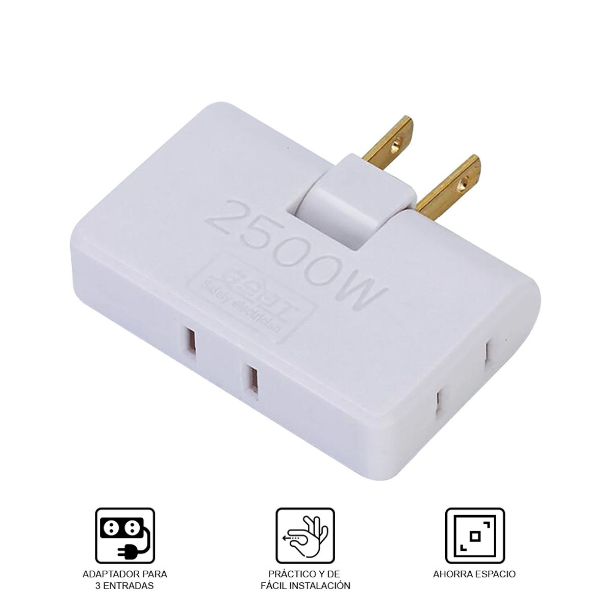 GENERICO - Enchufe Tomacorriente Múltiple Giratorio 3 Salidas