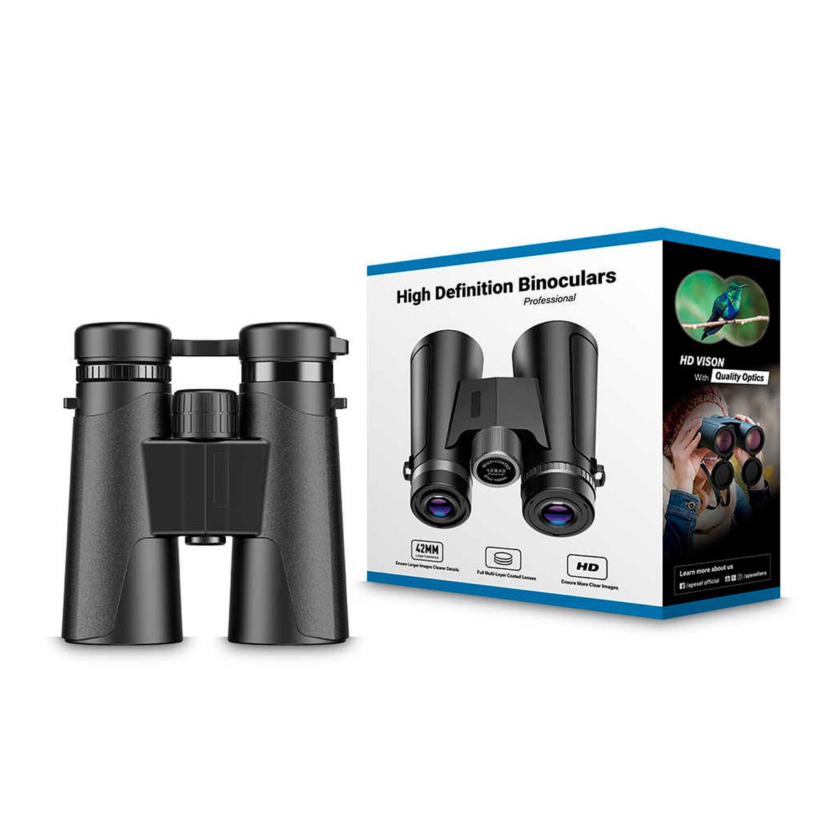 APEXEL - Binocular RB10X42 Prisma BAK4 104 - 1000m Negro