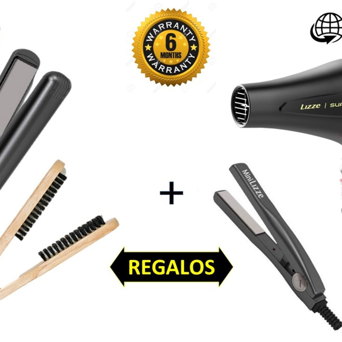 LIZZE - LIZZE PACK PLANCHA 480°F+SECADORA 2600W+MINIPLANCHA+CEPILLO ALISADOR