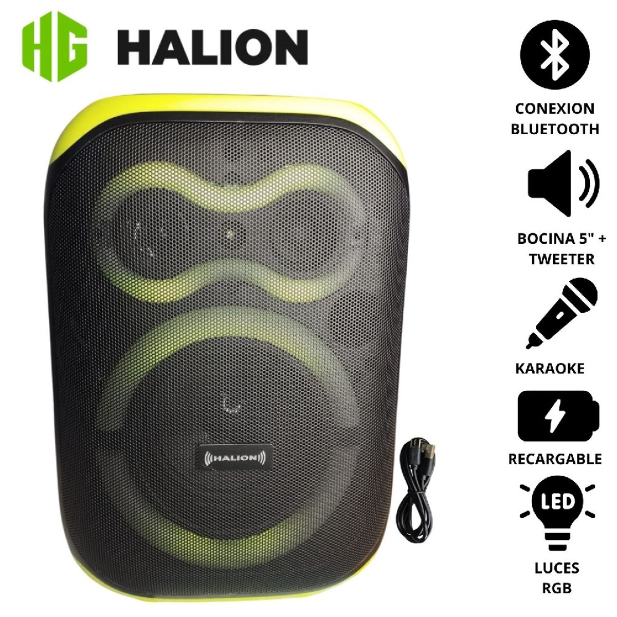 HALION - Parlante Portátil Halion CALIPSO HA-W51 USB BT RGB TWS