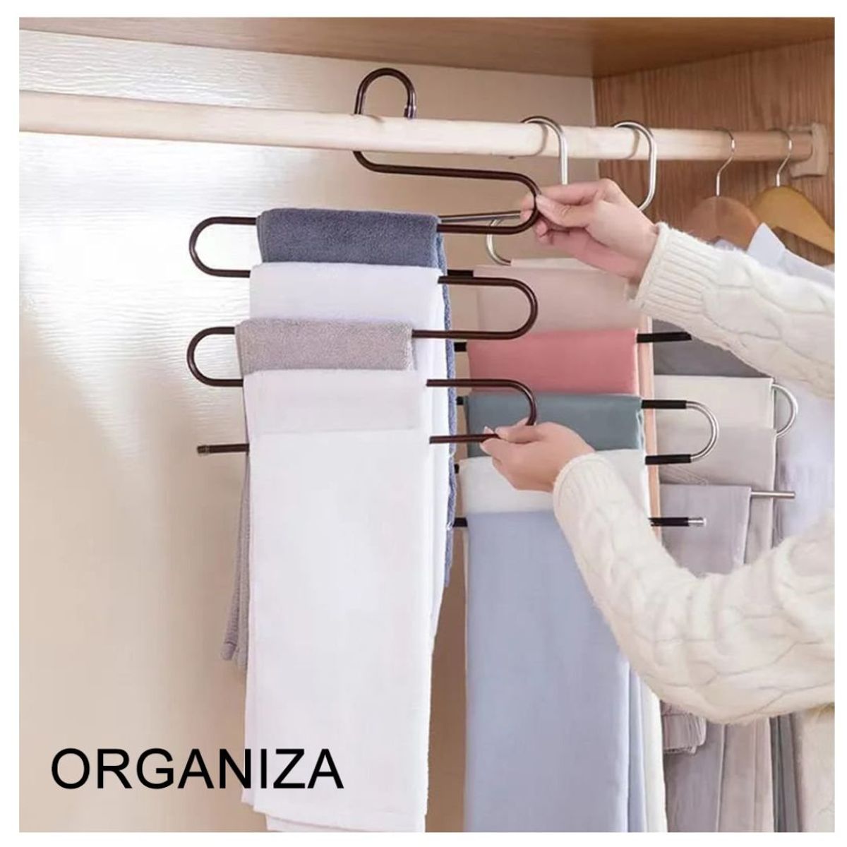 EASY&HOME - Colgadores Percheros de Metal 5 divisiones Easy&home HYC280035 Negro