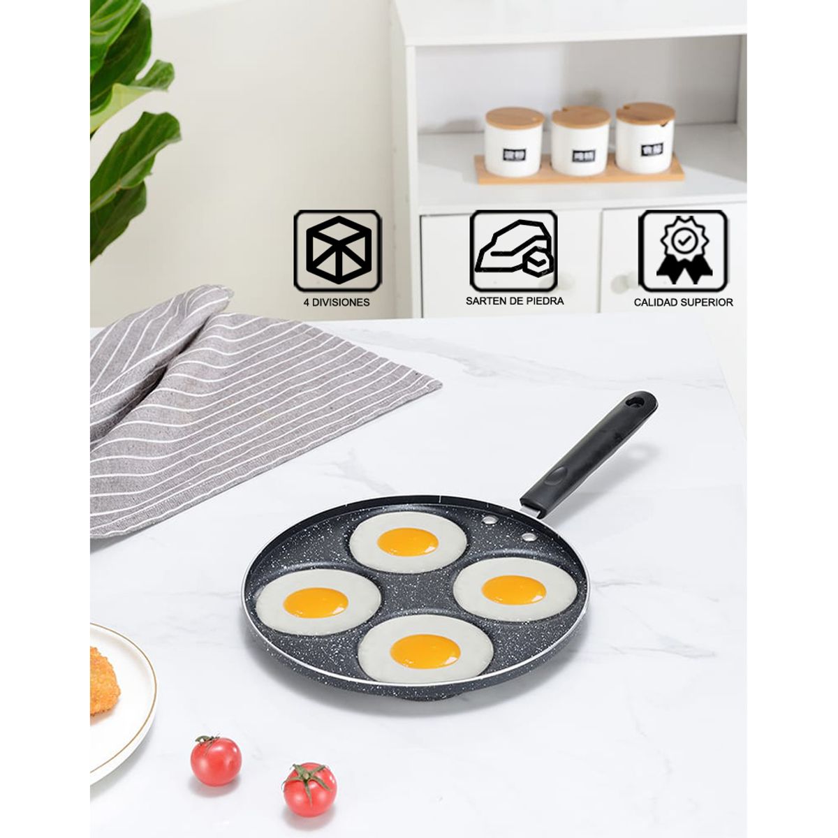 EASY&HOME - Sarten Minimalista Eco Friendly De 4 Divisiones Antiadherentes