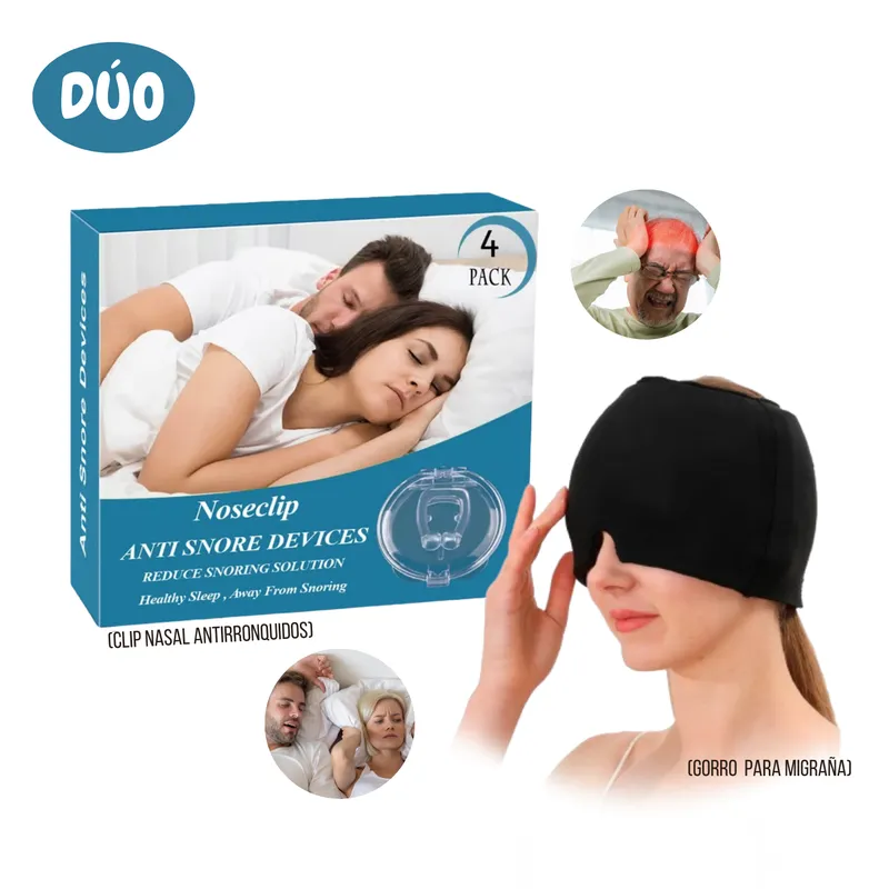 ROHS - Dúo Relax Nocturno Clip Antirronquidos + Gorro Gel Antimigraña
