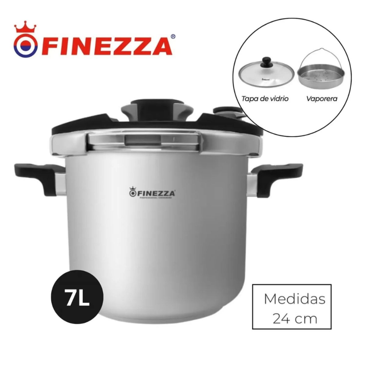 FINEZZA - OLLA A PRESIÓN DE 7L EN ACERO INOXIDABLE FINEZZA