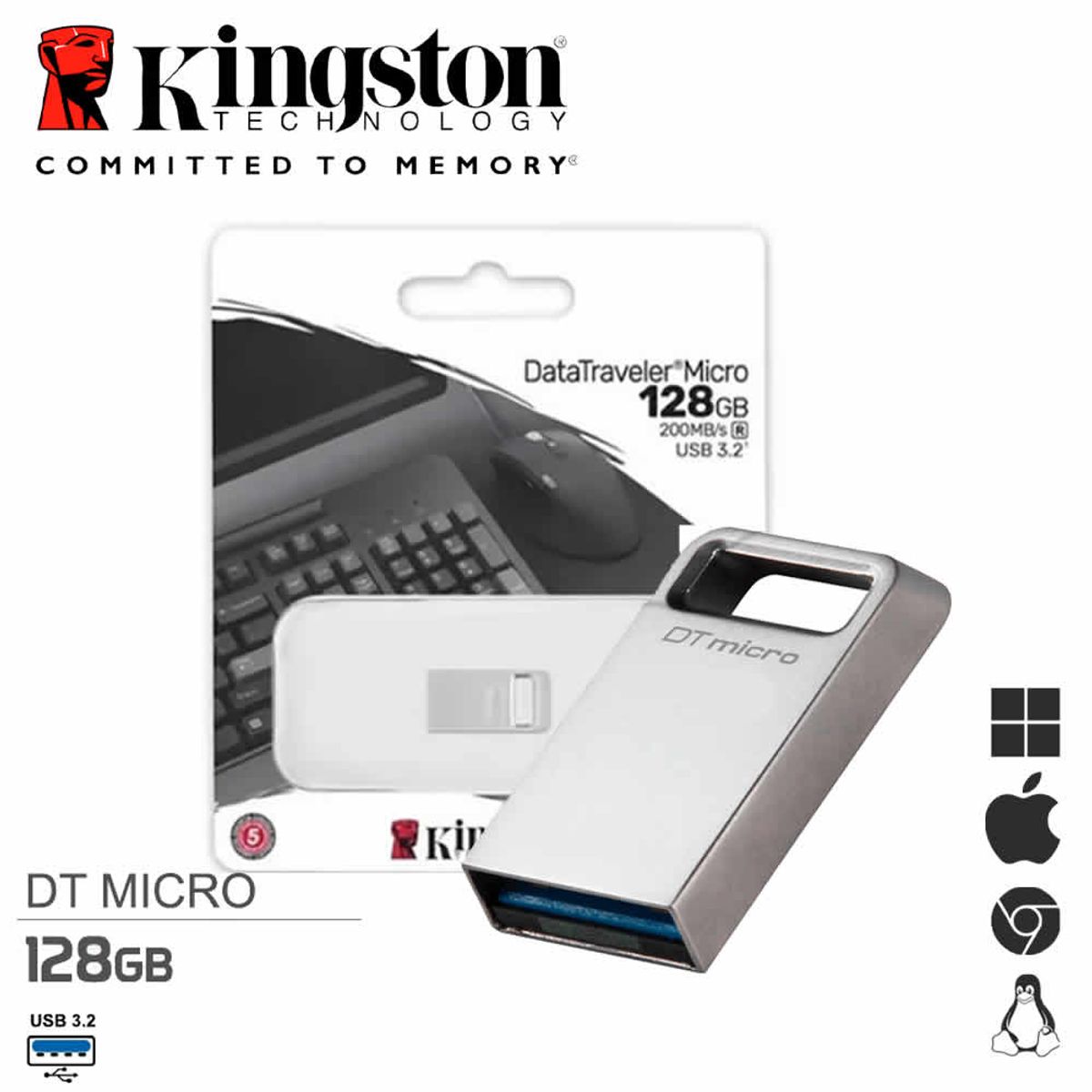 KINGSTON - Memoria USB 128GB Kingston Dt Micro Ultra Slim