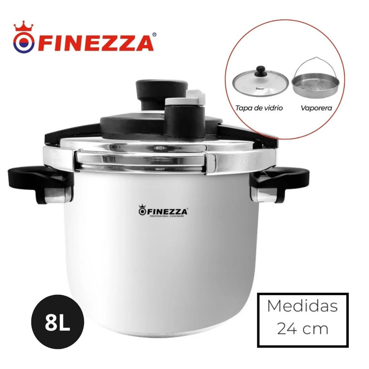 FINEZZA - OLLA A PRESIÓN DE 8L EN ACERO INOXIDABLE FINEZZA