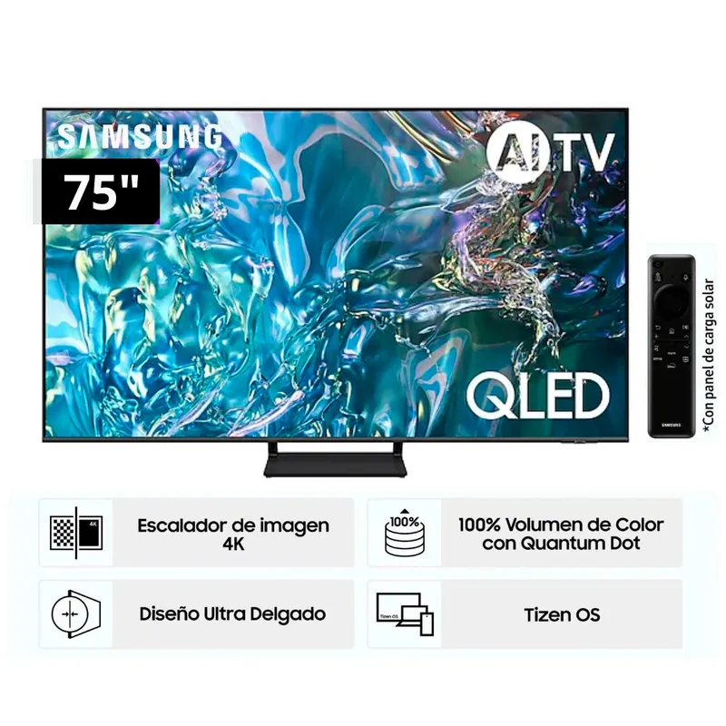 SAMSUNG - Televisor Samsung QLED 75'' 4K  Tizen OS Smart TV QN75Q65DAGXPE